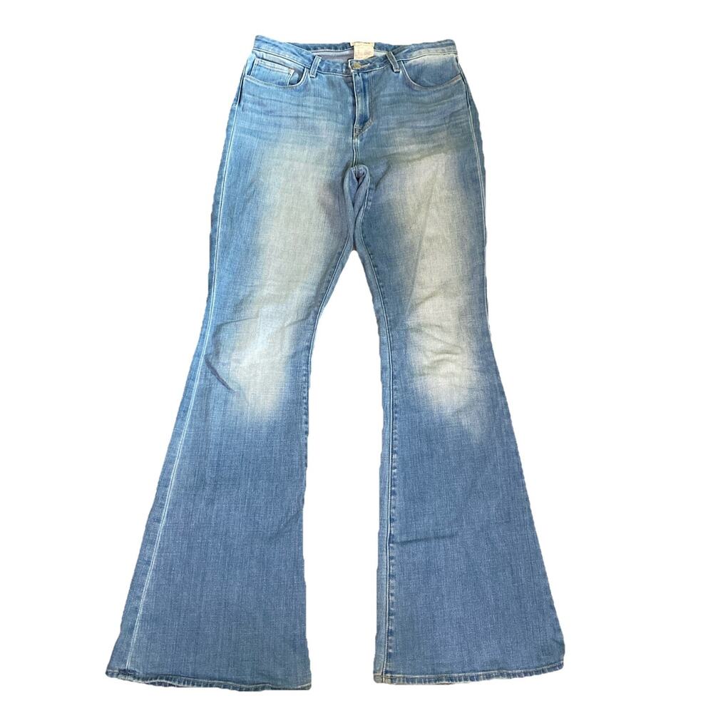 L'Agence Bell Mid Rise Flare Jeans Size 30 Womens Light Wash Blue Denim Boho 70s